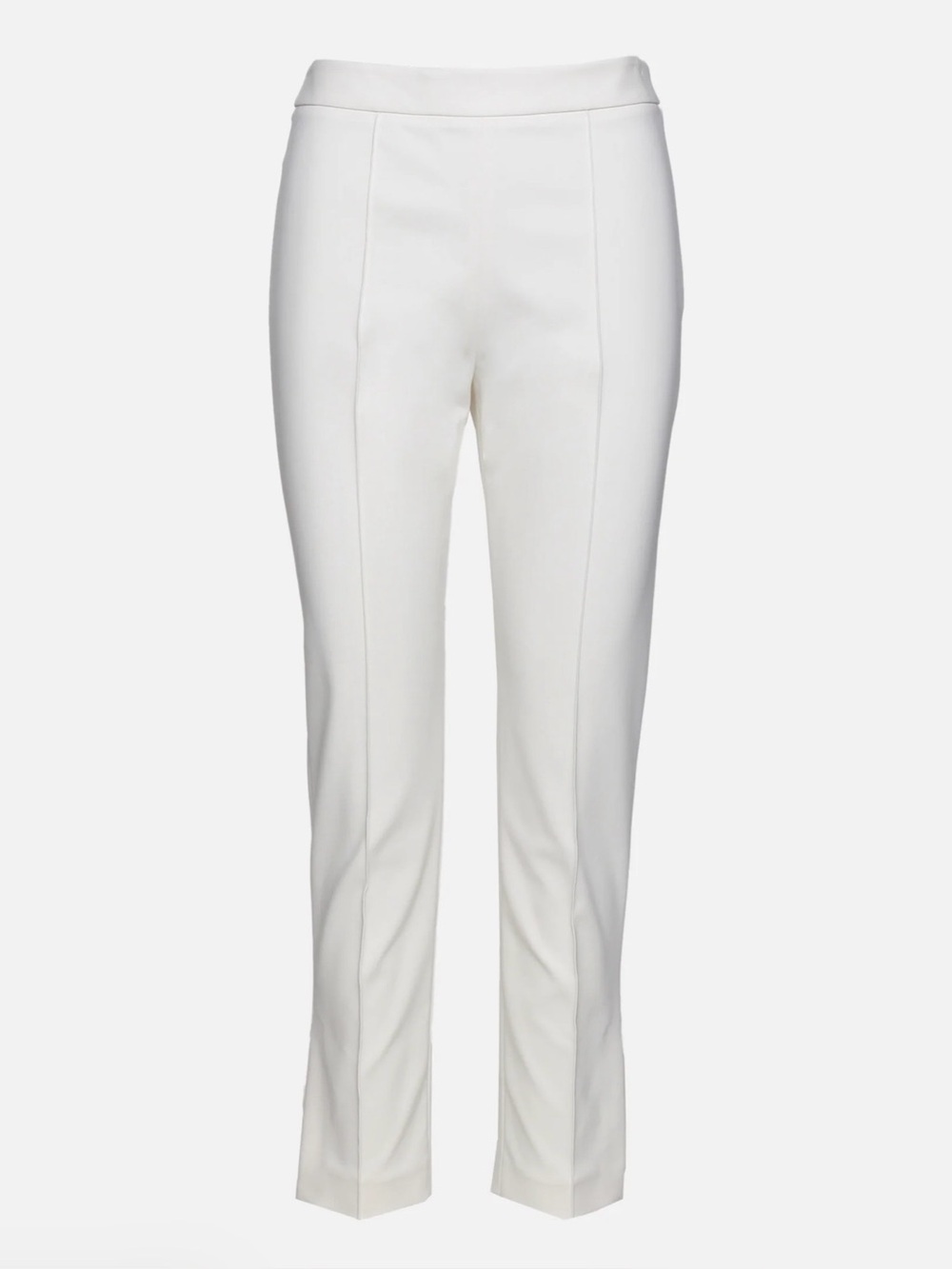 PARTOW Tailored White Ponte Straight-Leg Trousers